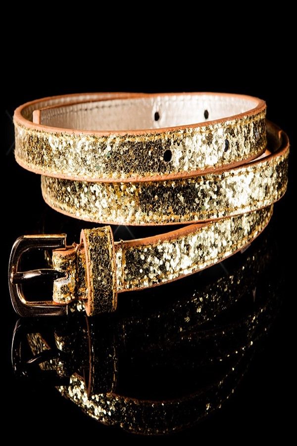 waist belt thin glitter gold.