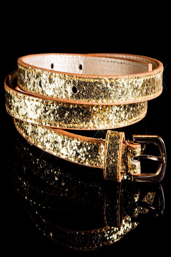 waist belt thin glitter gold.